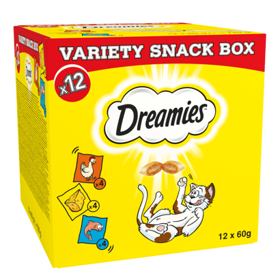 Variety Snack Box Cat Treats With Chicken, Cheese & Salmon Flavour